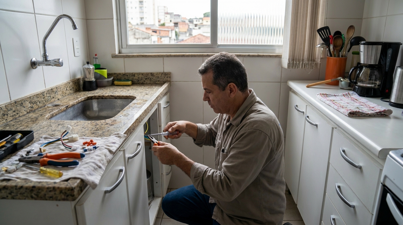Eletricista instalando torneira eletrica em Divinópolis‑MG